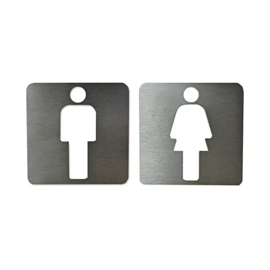SEÑAL HOMBRE + SEÑAL MUJER 90X90MM ACERO INOXIDABLE