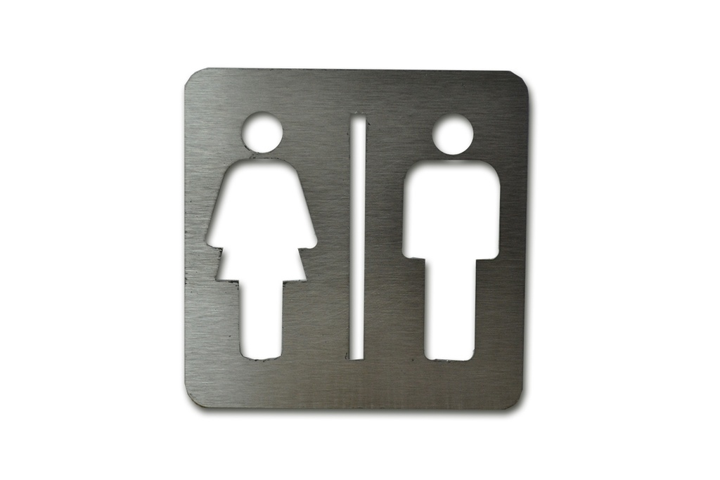 SEÑAL HOMBRE MUJER 90X90 MM ACERO INOXIDABLE