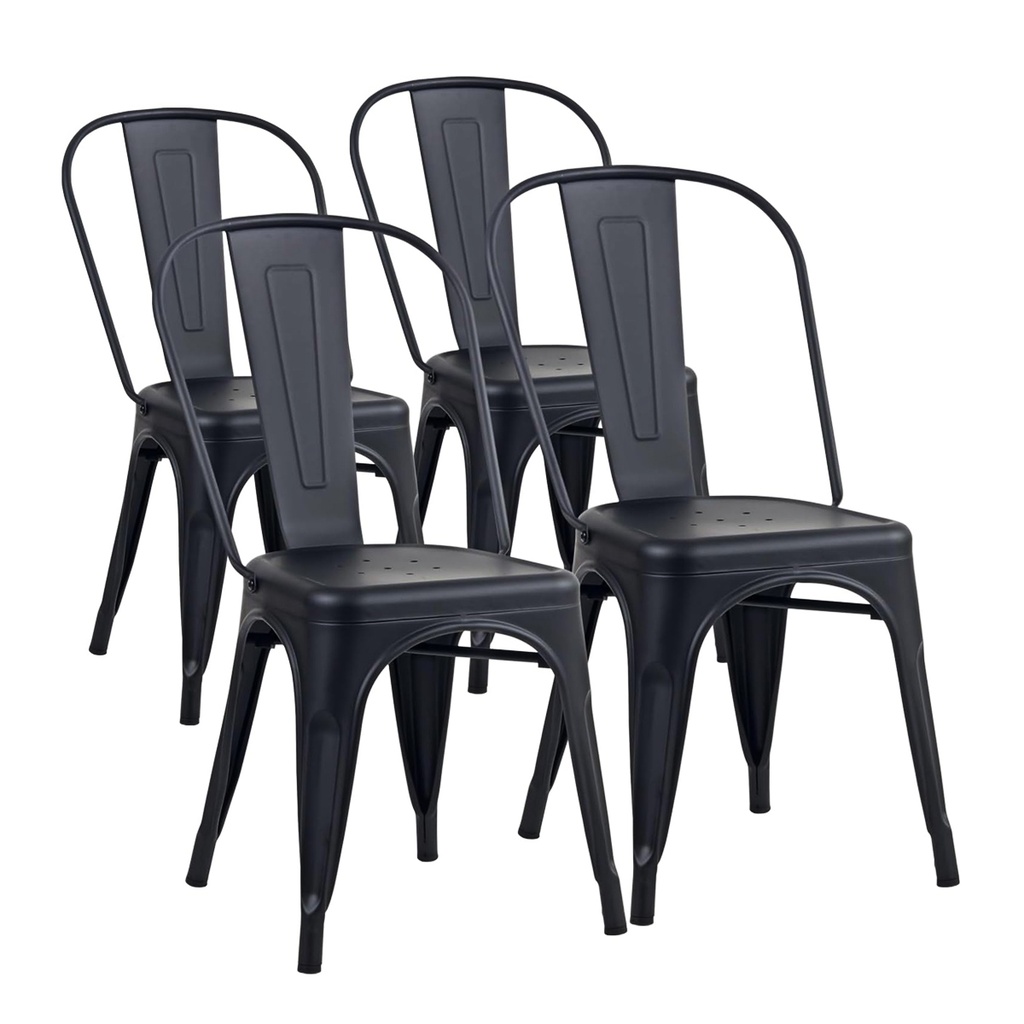 SILLA METALICA COLOR NEGRO TOLIX COMBO X 4u.