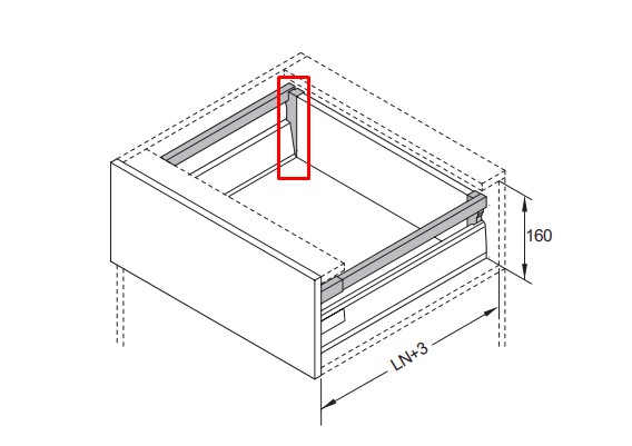 SOPORTE TRASERO PARA CORREDERAS OCULTAS 135mm BLANCO xPar