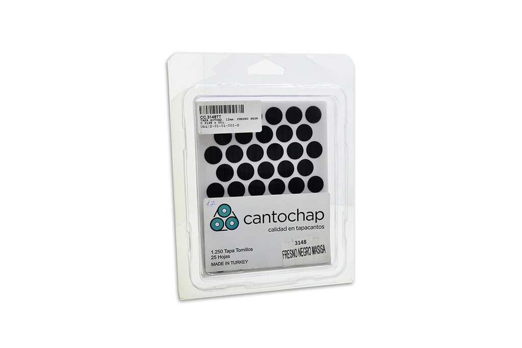 TAPA AUTOAD. 12mm. FRESNO NEGRO 3148 x plancha de 50u.