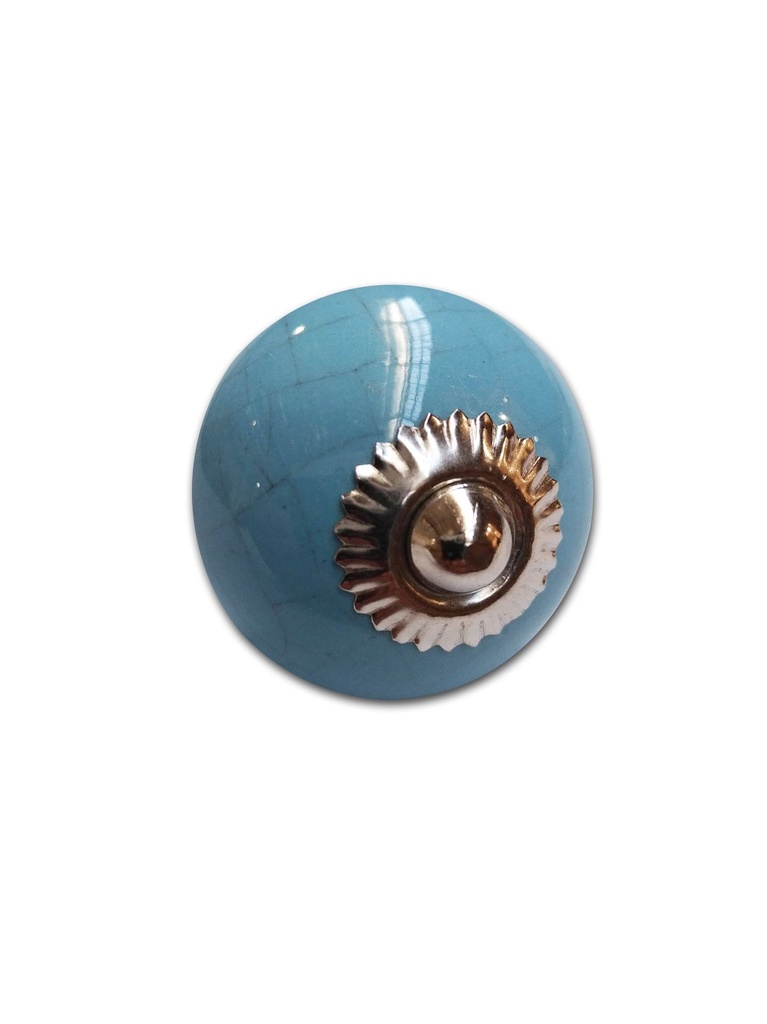 TIRADOR CERAMICO VINTAGE REDONDO CELESTE  x1u.