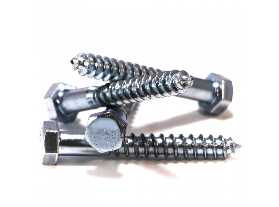 TORNILLO TIRAFONDO CABEZA HEXAGONAL ZINC BLANCO 1/4 x 2 mm