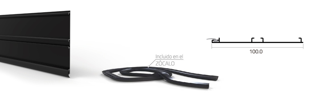 ZOCALO DE ALUMINIO NEGRO Z10N 100 mm