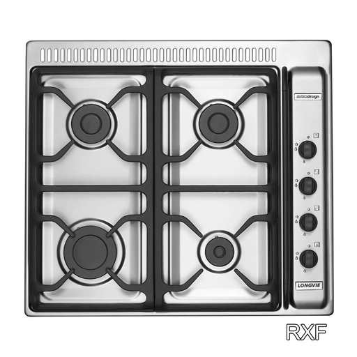 [LO.A6600RXF] ANAFE A GAS CUATRO HORN. INOX. ENCAST. REJ. FUND. C/VENT x1u.