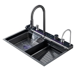 Bacha De Cocina Inteligente Multifuncion Acero 304 Dannok Negro