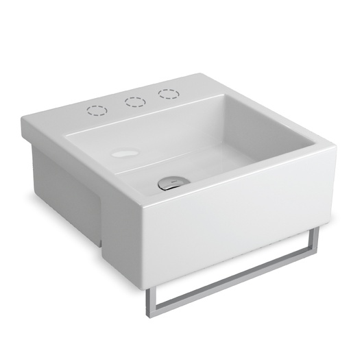 [AQ.L.83C.17] BACHA SEMI EMBUTIDA CON BARRAL TOALLERO DECA L.83C BLANCO