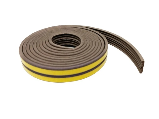 [BR.BUR-E-M] BURLETE AUTOADHESIVO MODELO "E" GOMA 5,2 mts MARRON