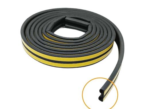 [BR.BUR-P-N] BURLETE AUTOADHESIVO MODELO "P" GOMA 5,2 mts NEGRO