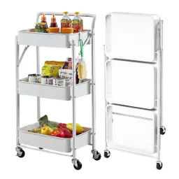 Carro Organizador Auxiliar Plegable Estantes Multiuso Dannok Blanco