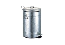 Cesto Basura Pedal Hierro Galvanizado 3 Lts Dyp Gris