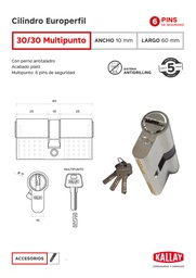 CILINDRO KALLAY P/EUROPERFIL 30+30 MULTIPUNTO