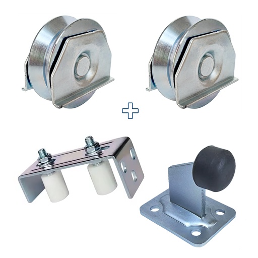 [ML.789] COMBO RUEDA PORTON 70mm C/SOP X2 + ESTABILIZADOR + TOPE DANNOK