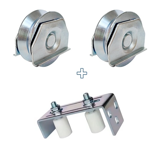 [ML.795] COMBO RUEDA PORTON 70mm C/SOP X2 + ESTABILIZADOR DANNOK