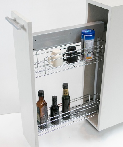 [EH.EHCEBM200C] CONJUNTO BAJO MESADA 2 BANDEJAS GUIA OCULTA  200 ACERO CROMADO