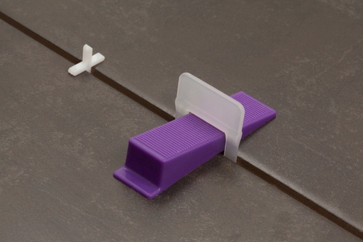 [AT.5091] ESPACIADOR AUTONIVELANTE CUÑA CON LOGO VIOLETA -PAQx150PCS