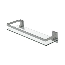 ESTANTE VIDRIO SIMPLE CON BARANDA PLANA 385x120x45 mm x1u.