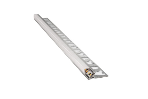 [AT.3965] GUARDACANTO LED QUADRA DUO 2.50m ALUMINIO CROMO MATE