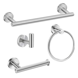 Kit Accesorios Baño Set 4 Piezas Acero Inoxidable Dannok Color Satinado