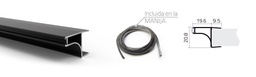 MANIJA OCULTA MOAN CON FELPA PARA PLACA 18mm  NEGRO x3mts