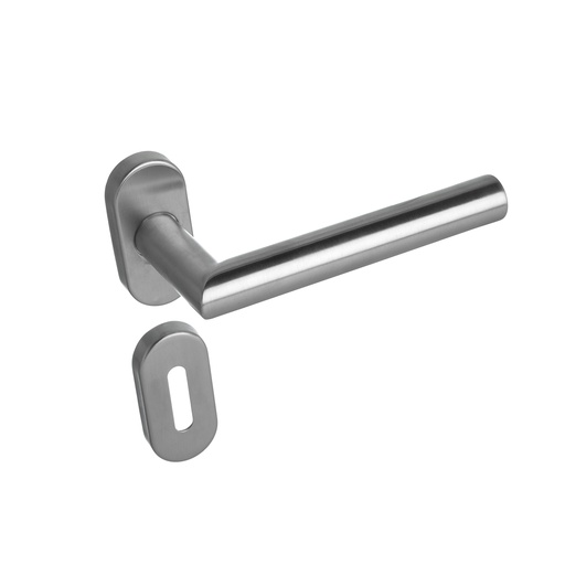 [BR.BRZ-1040-U] MANIJA RECTA ACERO INOX. D/B CON ROSETA Y BOCA OVAL VERT.