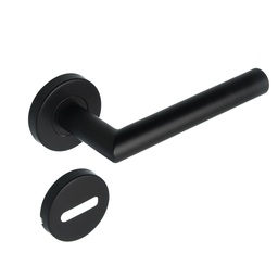 MANIJA RECTA ACERO INOXIDABLE NEGRA D/B CON ROSETA Y BOC. x1u.