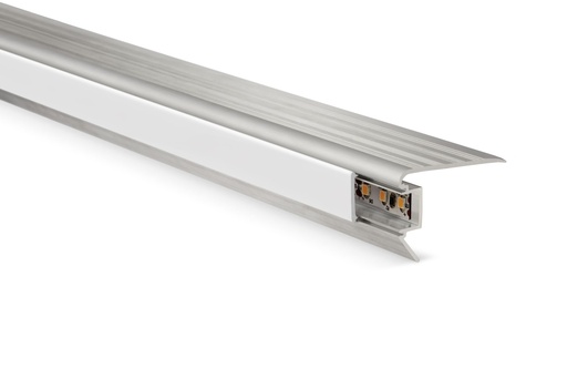 [AT.3935] NARIZ DE ESCALON LED 30mm x 2.50m ALUMINIO CROMO MATE