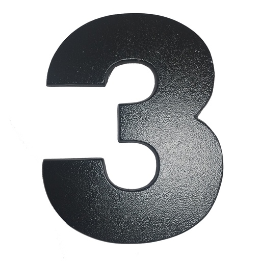 [AR.E14-3] NUMERO 3 NEGRO TEXTURADO  de 180 mm .x1u.
