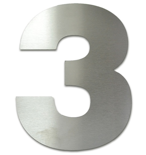 [RA.3,150] NUMERO CLASICO 3 DE 150 MM ACERO INOXIDABLE