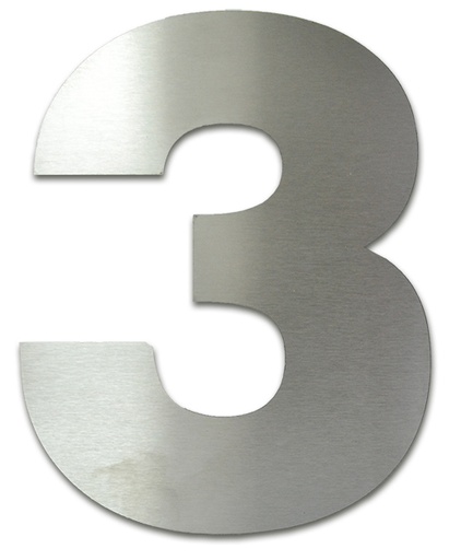 [RA.3,250] NUMERO CLASICO 3 DE 250 MM ACERO INOXIDABLE