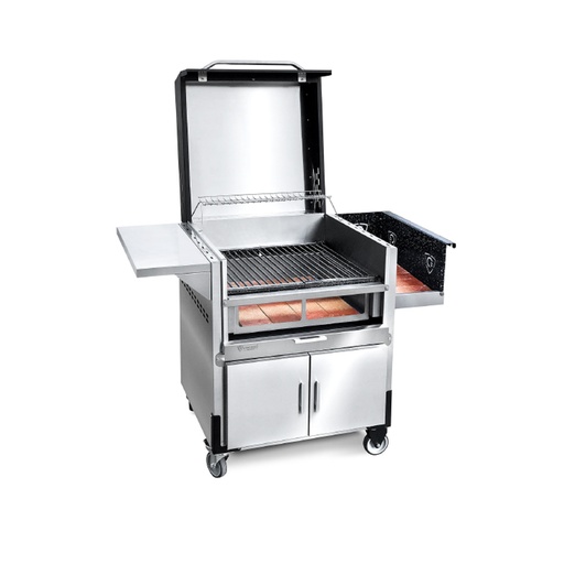 [IS.515-60-1] PARRILLA ARAUCARIA 60cm A LEÑA C/MUEBLE CARRITO C/TAPA x1u.