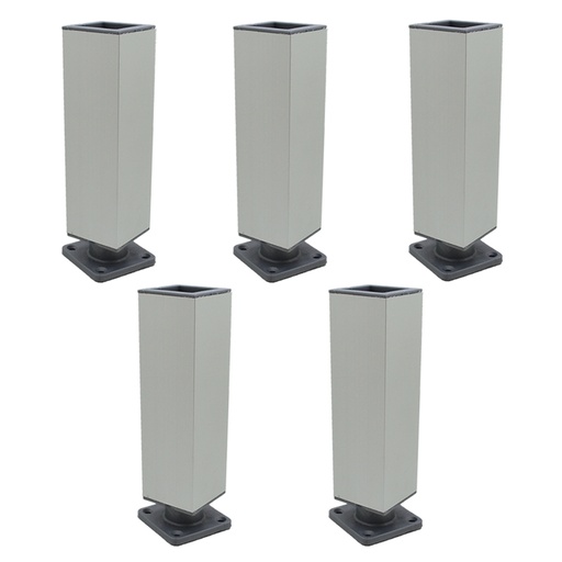 [ML.600] PATA CUADRADA  70mm ALUMINIO ANOD. 40X40 REGULABLE PACK X 5u.