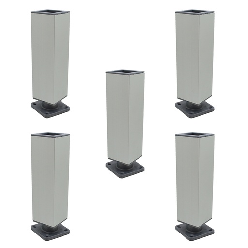 [ML.611] PATA CUADRADA 150mm ALUMINIO ANOD. 40X40 REGULABLE PACK X 5u.