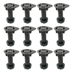 Pata Plástica Para Muebles Regulable 10 A 17 Cm  Pack X12u. Negro