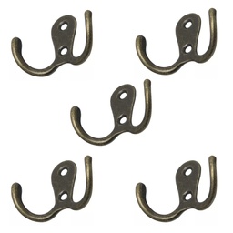 Percha Gancho Doble Horizontal Bronce Viejo Pack X5 Unidades Bronce Viejo