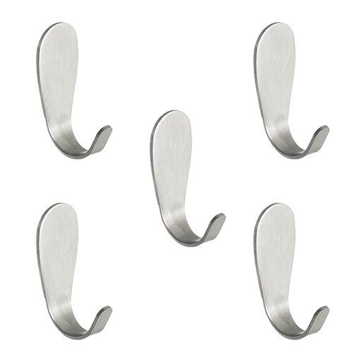 [ML.617] PERCHA GRANDE AUTOADHESIVA ACERO/INOX.  25x68x11mm PACK X 5u.