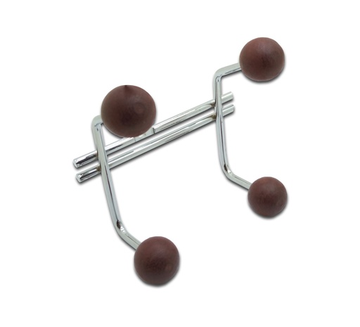 [SO.09-820MAD] PERCHERO x 2 CROMADO CON MADERA x1u.