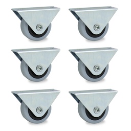 RUEDA CAMERA FIJA GOMA GRIS PACK X 6u.
