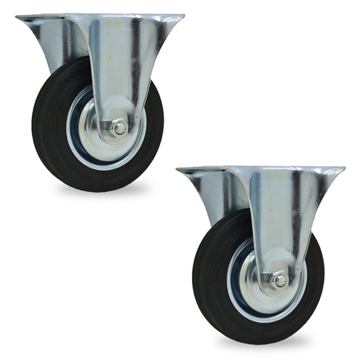 [ML.452] RUEDA CHAPA/GOMA FIJA 125mm PACK X 2u.