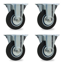 RUEDA CHAPA/GOMA FIJA. 75mm PACK X 4u.