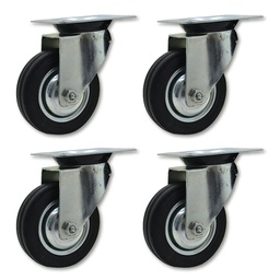 RUEDA CHAPA/GOMA GIRAT. 100mm PACK X 4u.