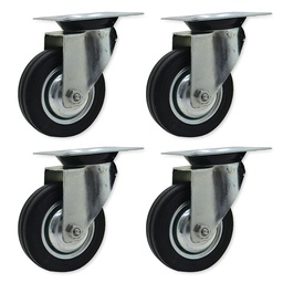 RUEDA CHAPA/GOMA GIRAT. 75mm PACK X 4u.