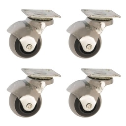 RUEDA GOMA GRIS CROMADA 40mm BASE 133 PACK X 4u.