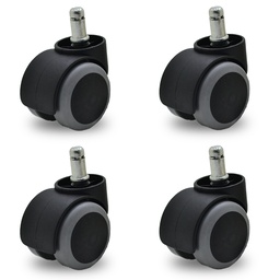 RUEDA NYLON DOBLE GIRAT. GRIS 48mm LISO PACK X 4u.