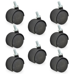 RUEDA NYLON DOBLE NEGRA 40mm 5/8 " 133 PACK X 8u.