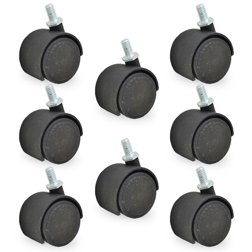 [ML.472] RUEDA NYLON DOBLE NEGRA 40mm 5/8 " 133 PACK X 8u.