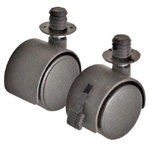 [EH.EHR440CTCF] RUEDA NYLON NEGRA Ø40 CON TARUGO PLASTICO CON FRENO
