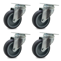 RUEDA PVC GRIS GIRAT. 100mm PACK X 4u.