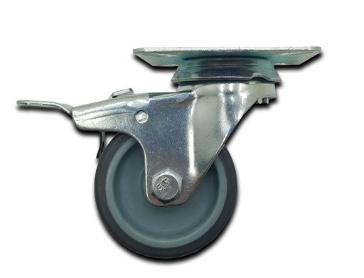 [HF.423] RUEDA PVC GRIS GIRAT. 50mm C/FRENO
