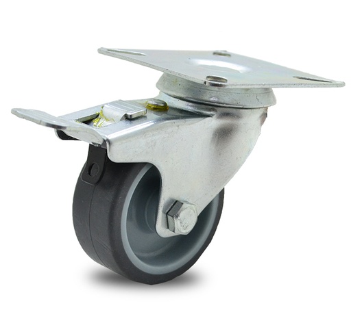 [HF.424] RUEDA PVC GRIS GIRAT. 75mm C/FRENO